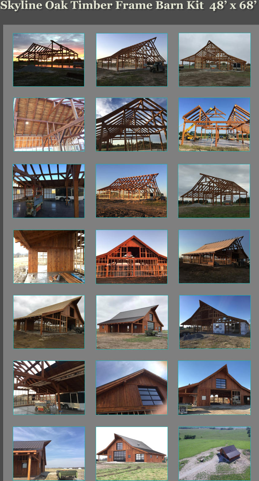 Skyline Oak Timber Frame Barn Kit  48’ x 68’